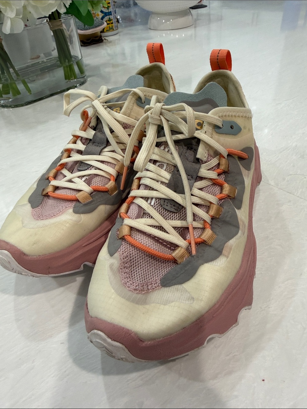 Women's Sorel size 7Multi-Color Lace-Up Fashion Sneakers - Cream, Pink & Gray